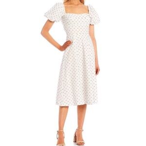 Antonio Melani Gloria Family Matching Puff Sleeve Swiss Dot White Midi dress L